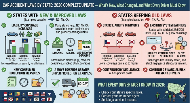 Car Accident Laws by State: 2026 Complete Update — What's New, What Changed, and What Every Driver Must Know