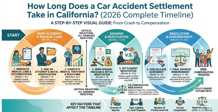 How Long Does a Car Accident Settlement Take in California? (2026 Complete Timeline)