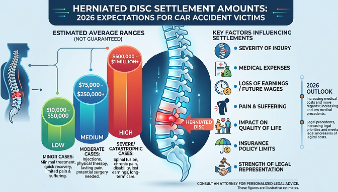 Herniated Disc Settlement Amounts: What Car Accident Victims Can Expect in 2026